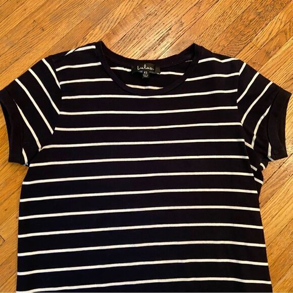 Lulus navy/white stripe short sleeve tee shirt dress - Picture 2 of 3